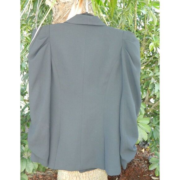 Ramy Brook Blazer Size 4 Black Puff Sleeve Fully Lined‎ Long Line Blazer - Picture 15 of 16